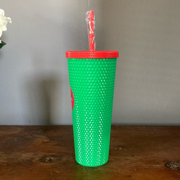 NWT- Hello Kitty- Wreath-Textured- Green & Red- 24oz Christmas Holiday Tumbler - Picture 8 of 17